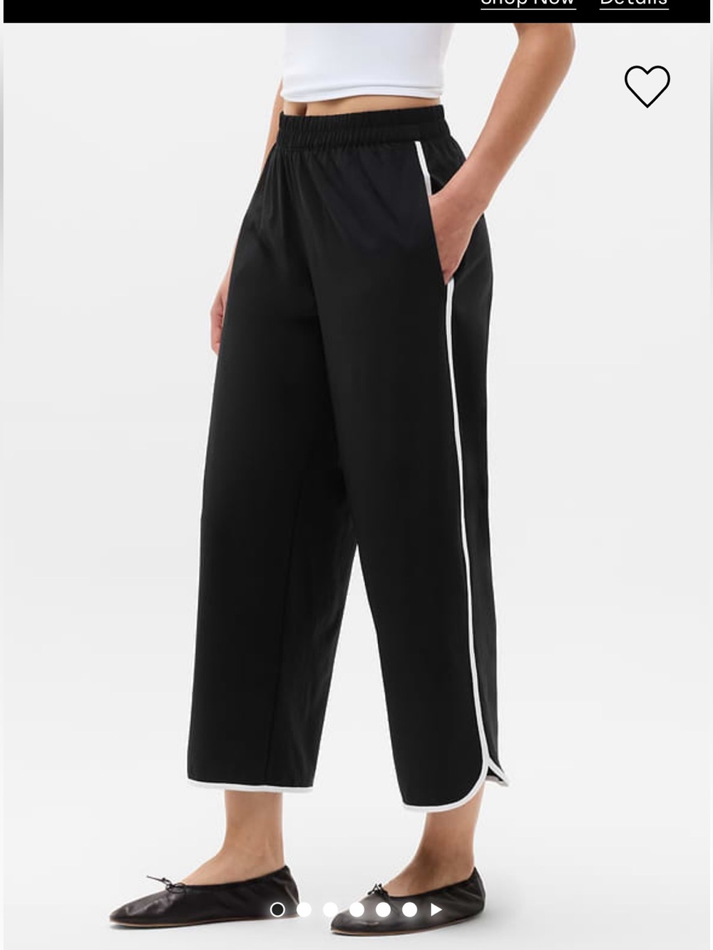 Athleta Black Cropped Track Pants with White Trim